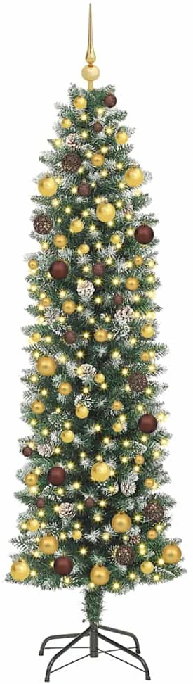 Dirbtinis lieknas Kalėdų medis Žalia ir balta 210 cm