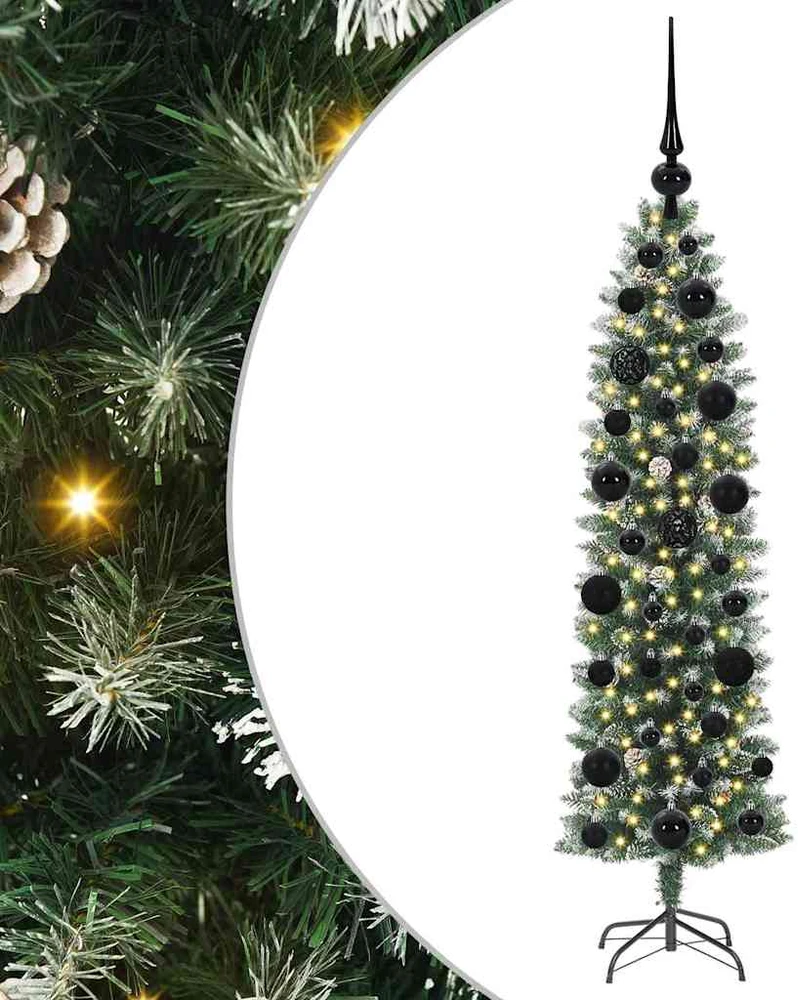 Dirbtinis lieknas Kalėdų medis Žalia ir balta 120 cm