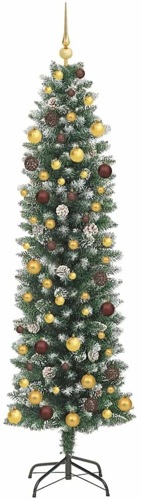 Dirbtinis lieknas Kalėdų medis Žalia ir balta 210 cm