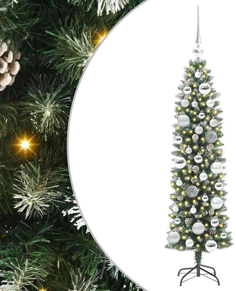 Dirbtinis lieknas Kalėdų medis Žalia ir balta 120 cm