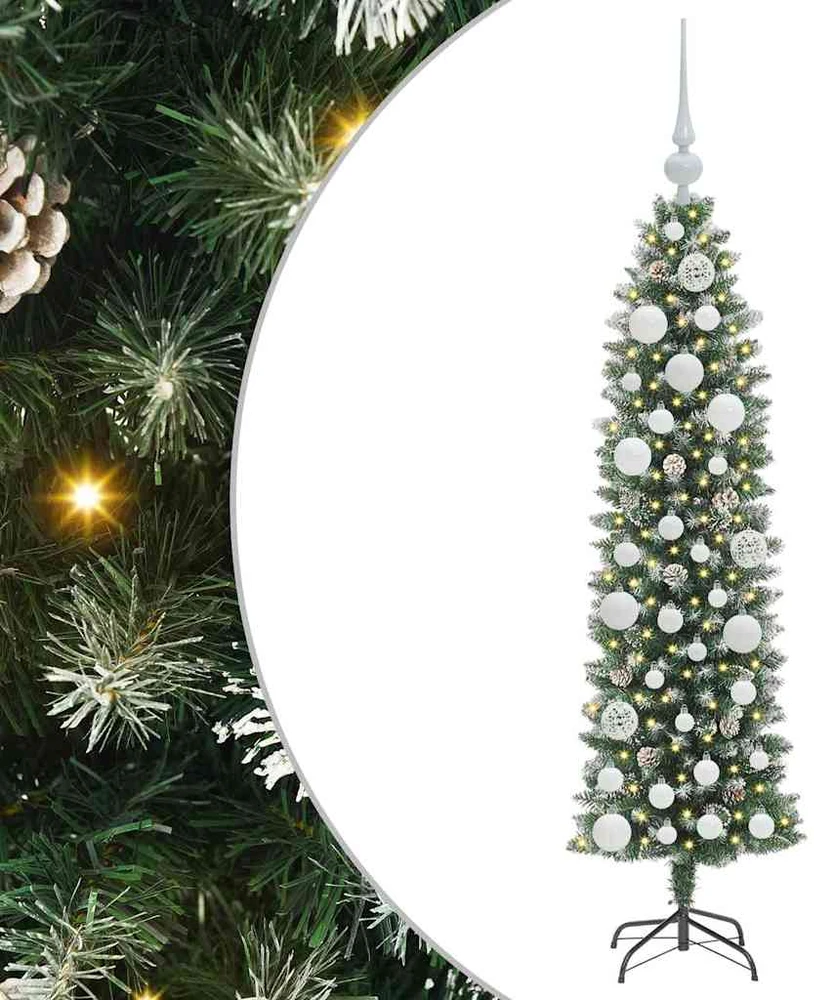 Dirbtinis lieknas Kalėdų medis Žalia ir balta 120 cm
