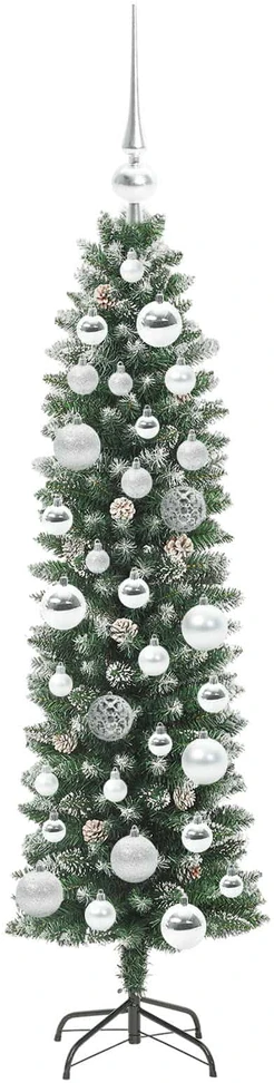 Dirbtinis lieknas Kalėdų medis Žalia ir balta 120 cm
