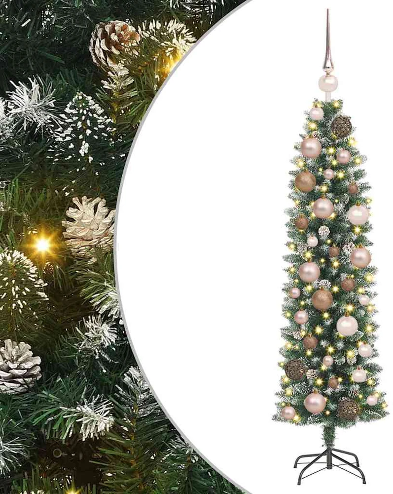 Dirbtinis lieknas Kalėdų medis Žalia ir balta 120 cm