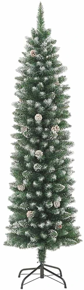 Dirbtinis lieknas Kalėdų medis Žalia ir balta 210 cm