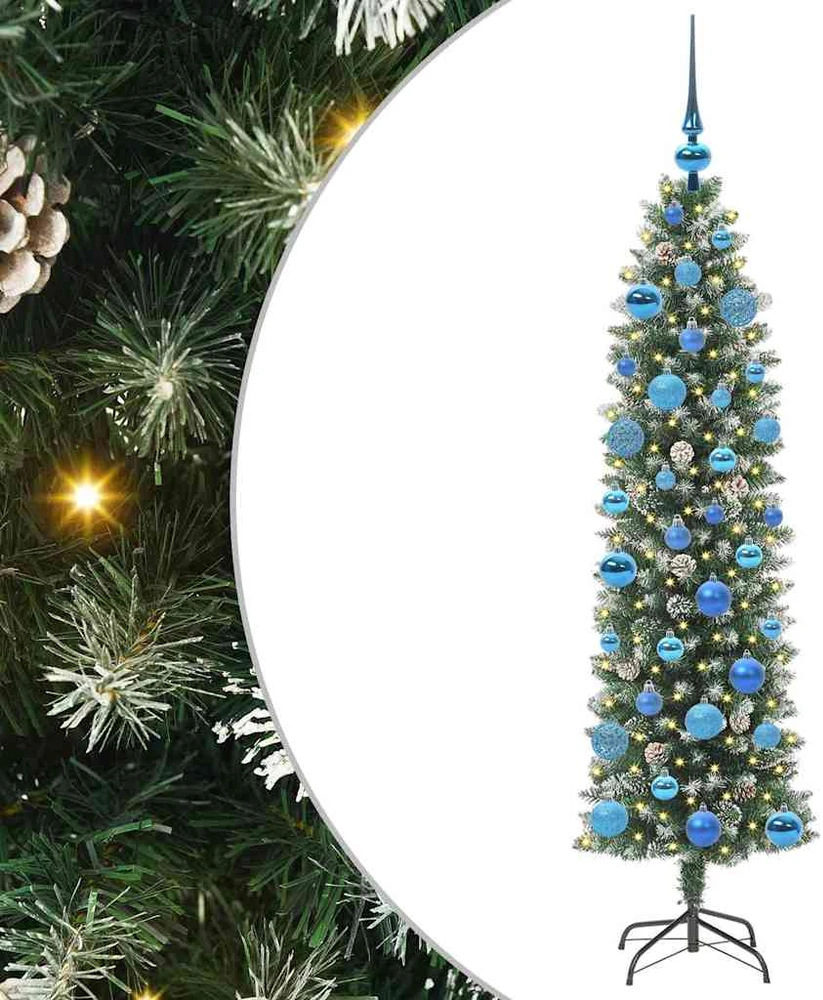 Dirbtinis lieknas Kalėdų medis Žalia ir balta 150 cm