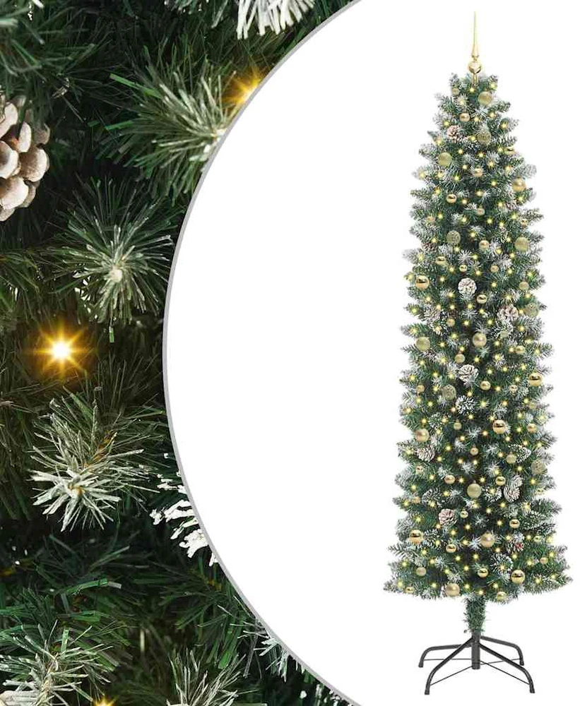 Dirbtinis lieknas Kalėdų medis Žalia ir balta 240 cm