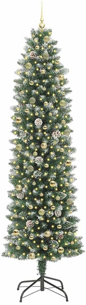 Dirbtinis lieknas Kalėdų medis Žalia ir balta 240 cm