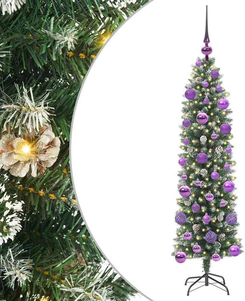 Dirbtinis lieknas Kalėdų medis Žalia ir balta 120 cm