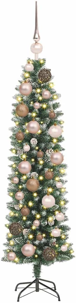 Dirbtinis lieknas Kalėdų medis Žalia ir balta 120 cm