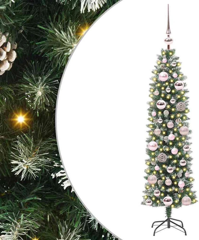 Dirbtinis lieknas Kalėdų medis Žalia ir balta 120 cm