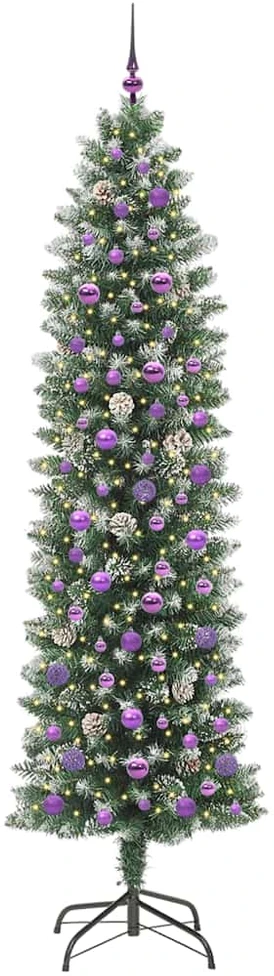 Dirbtinis lieknas Kalėdų medis Žalia ir balta 240 cm