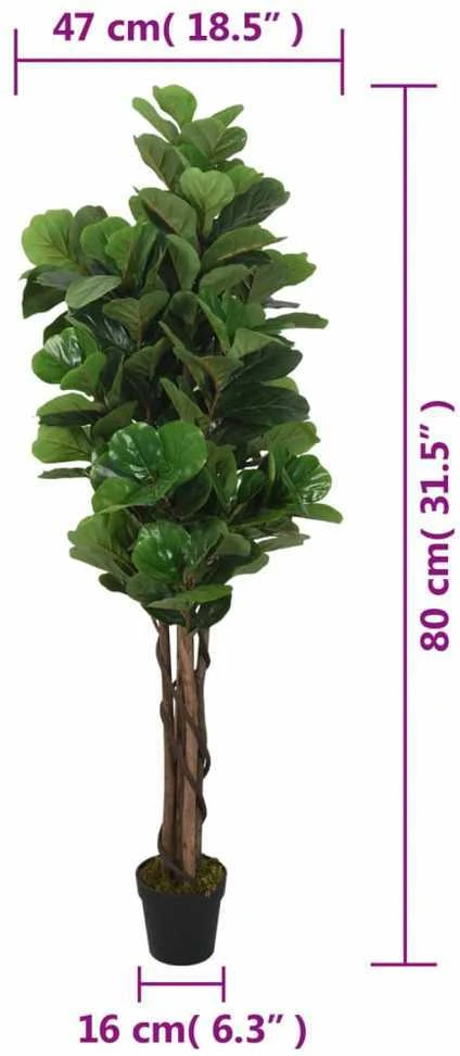 Dirbtinis lyralapis fikusas, žalios spalvos, 80cm, 96 lapai