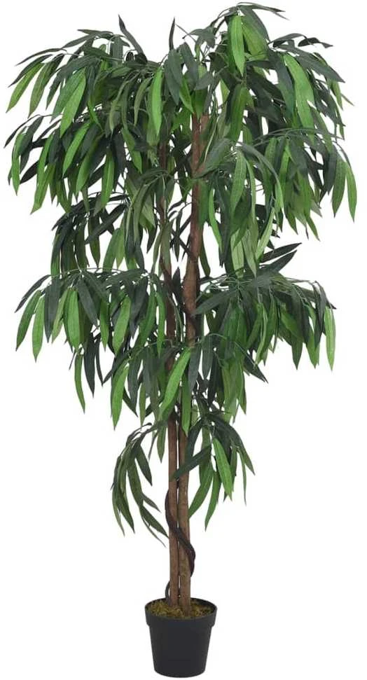 Dirbtinis mango medis, žalios spalvos, 200 cm, 1050 lapų