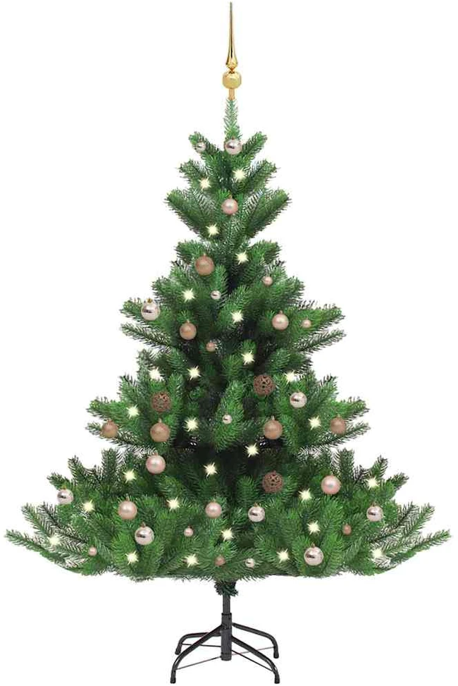 Dirbtinis normandiškas kėnis su LED/žaisliukais, žalias, 150cm