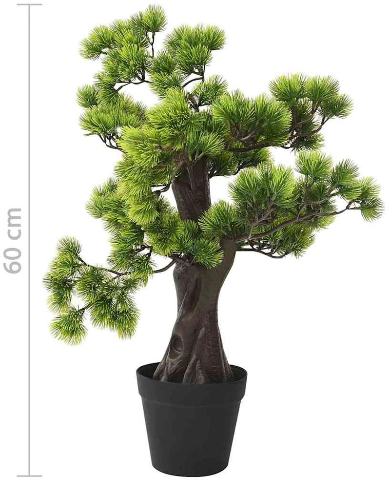 Dirbtinis pinus bonsai medelis su vazonu, 60cm, žalios spalvos