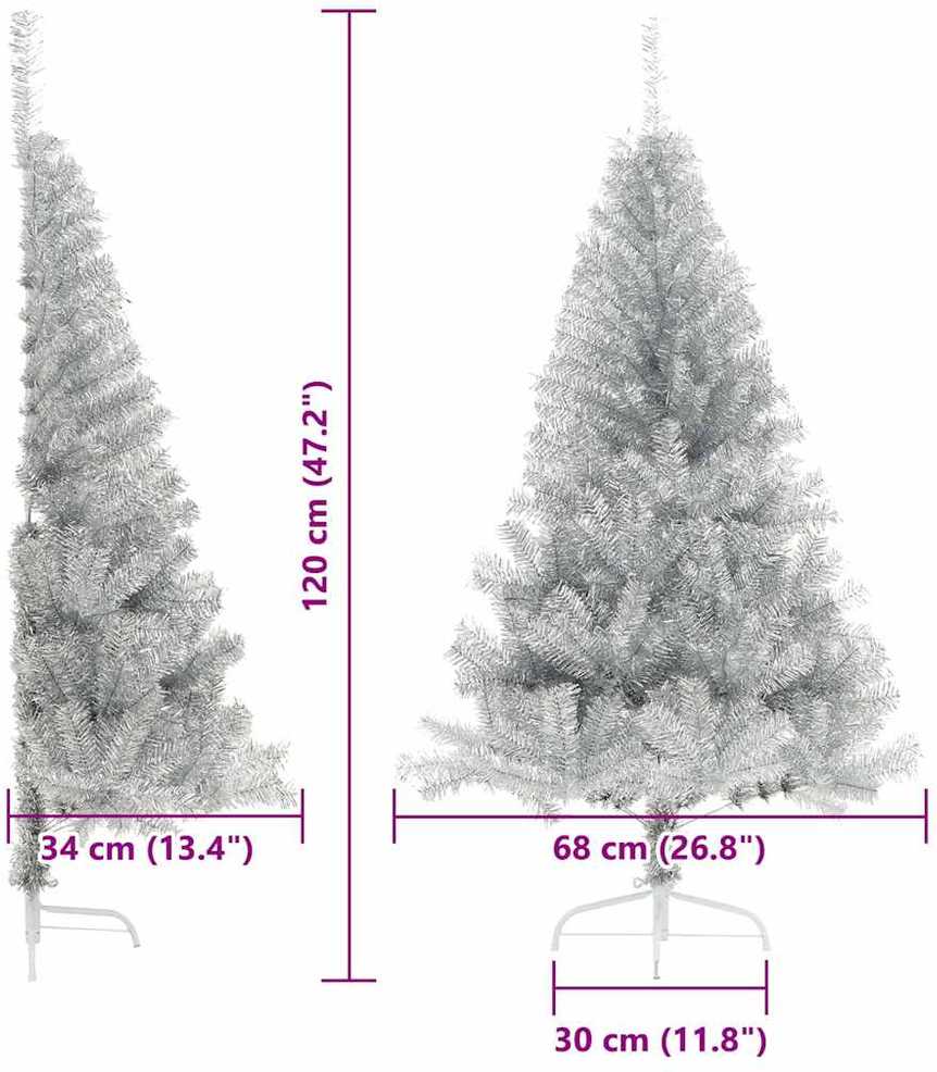 Dirbtinis prieššventinis eglutė su šviesomis Sidabro 120 cm PET