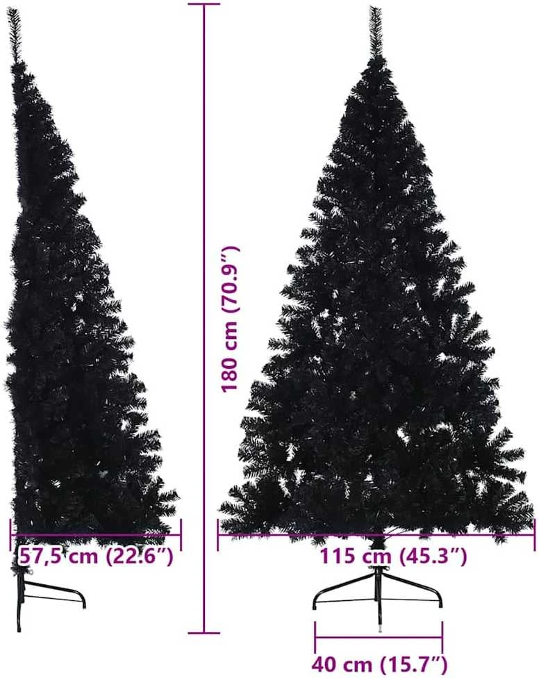 Dirbtinis prieššventinis eglutė su šviesomis Juoda 180 cm PVC