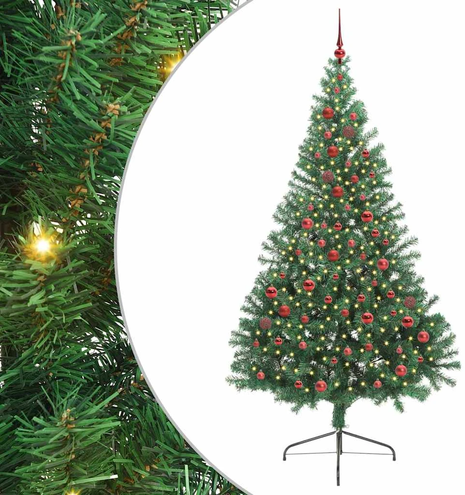 Dirbtinis prieššventinis eglutė su šviesomis Žalia 210 cm PVC