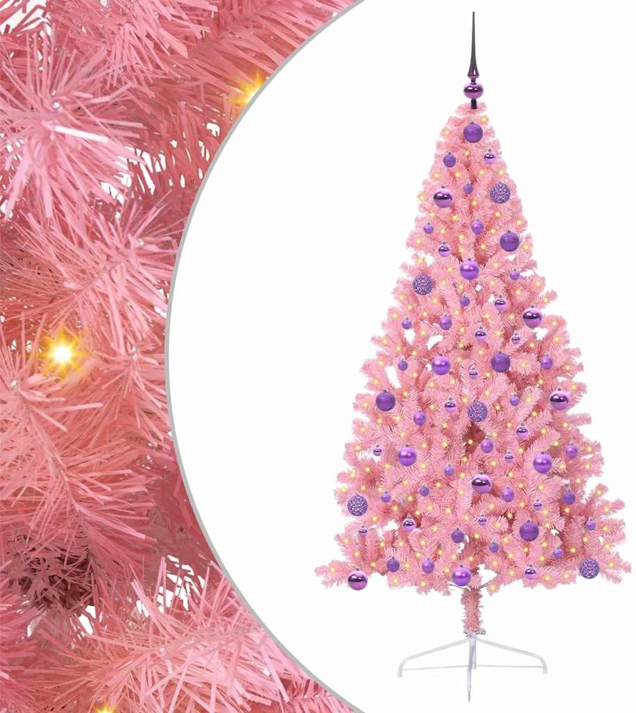 Dirbtinis prieššventinis eglutė su šviesomis Rožinė 180 cm PVC