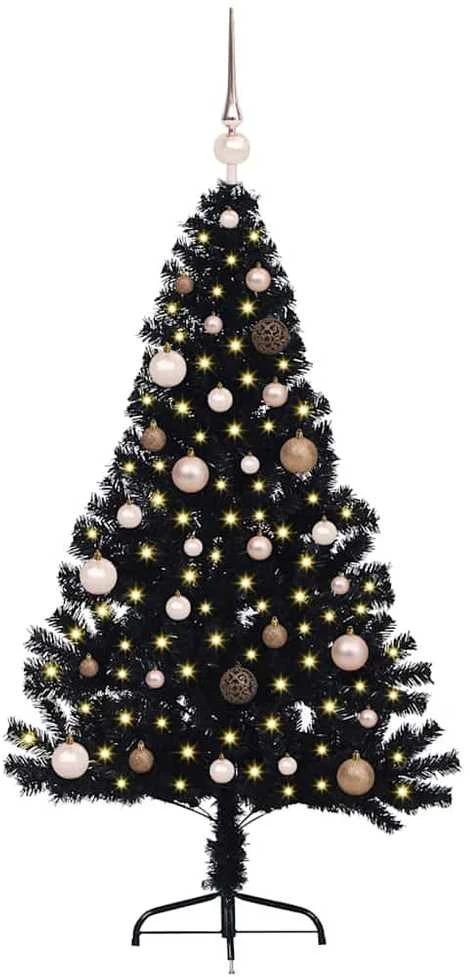 Dirbtinis prieššventinis eglutė su šviesomis Juoda 150 cm PVC