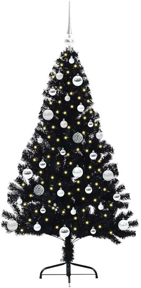 Dirbtinis prieššventinis eglutė su šviesomis Juoda 150 cm PVC