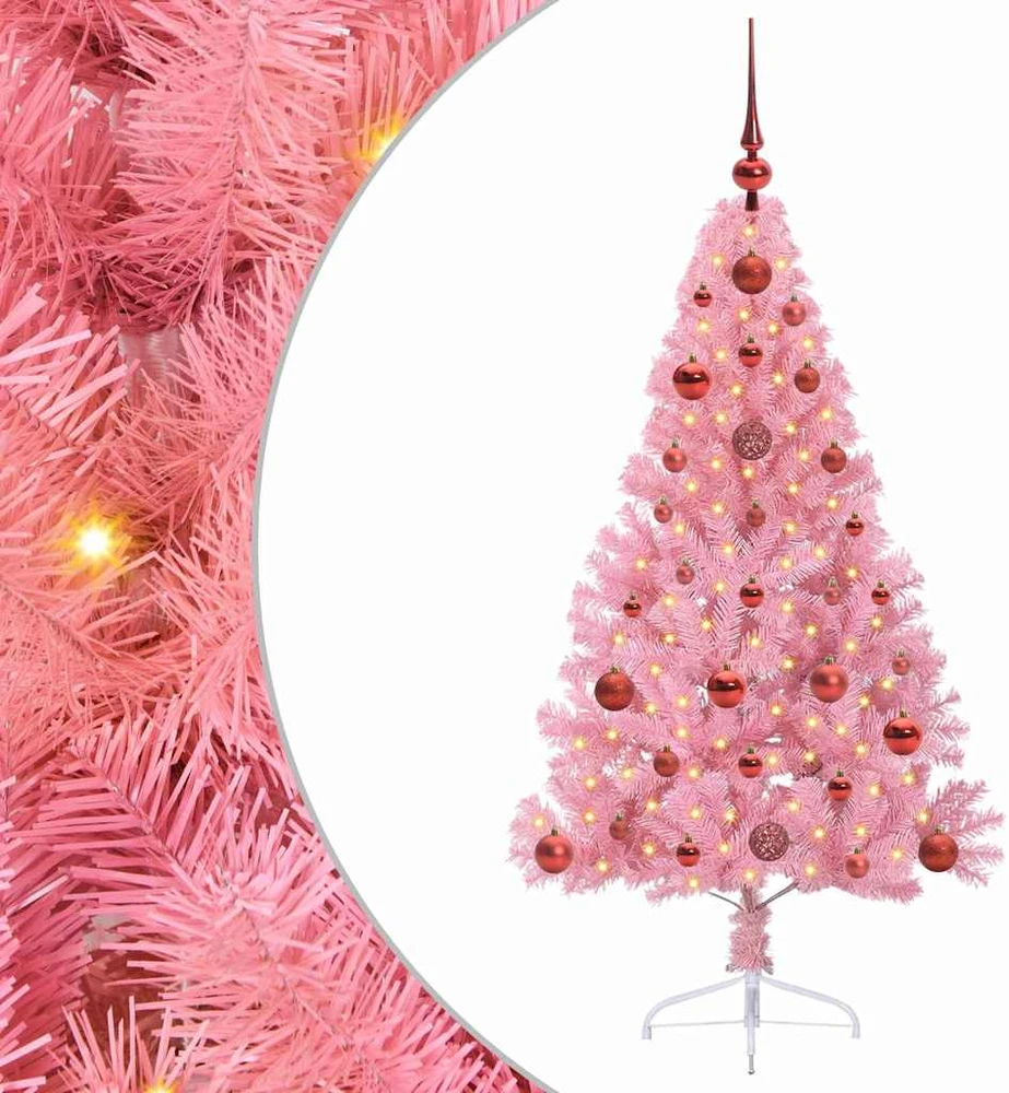 Dirbtinis prieššventinis eglutė su šviesomis Rožinė 120 cm PVC