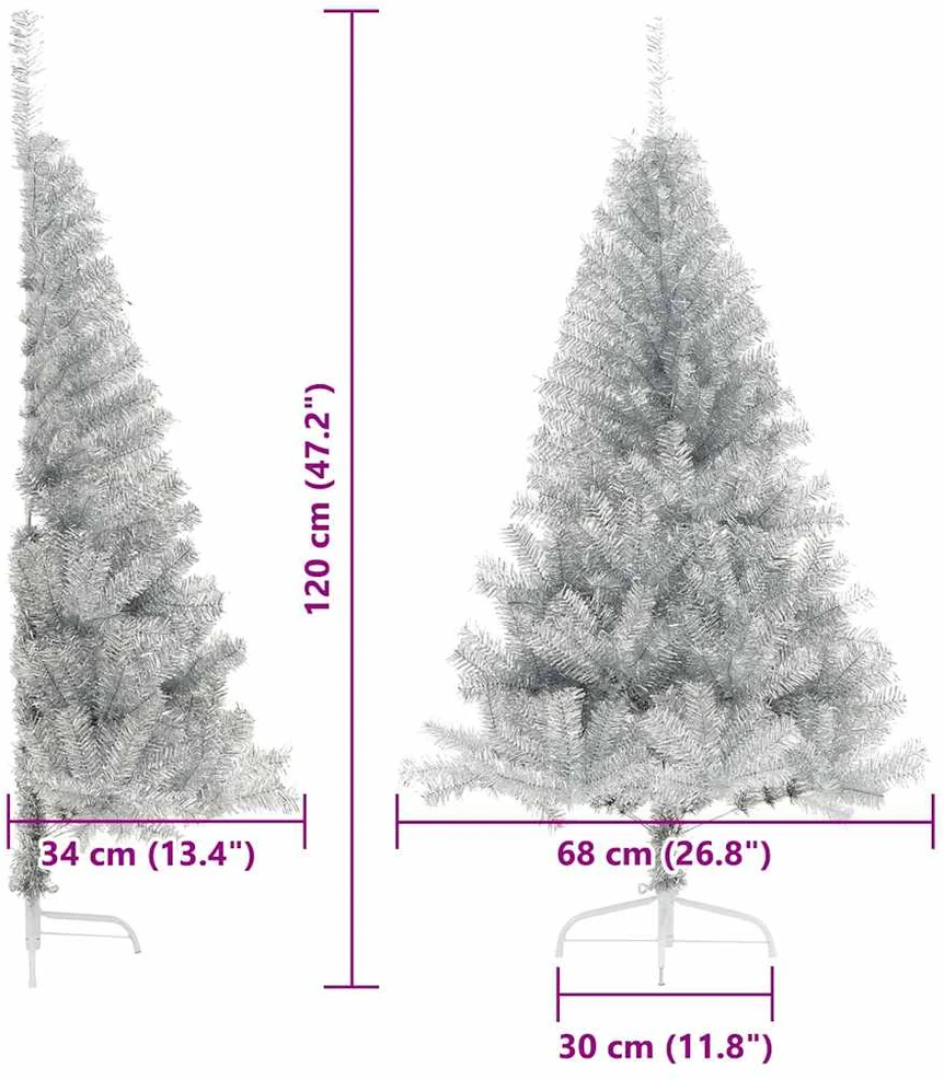 Dirbtinis prieššventinis eglutė su šviesomis Sidabro 120 cm PET