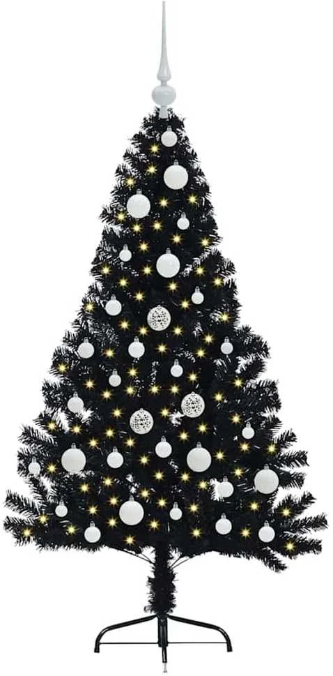 Dirbtinis prieššventinis eglutė su šviesomis Juoda 120 cm PVC