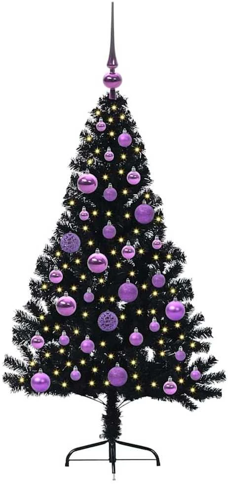 Dirbtinis prieššventinis eglutė su šviesomis Juoda 120 cm PVC