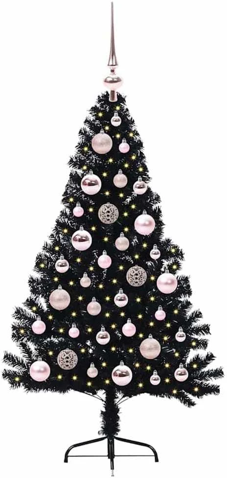 Dirbtinis prieššventinis eglutė su šviesomis Juoda 120 cm PVC