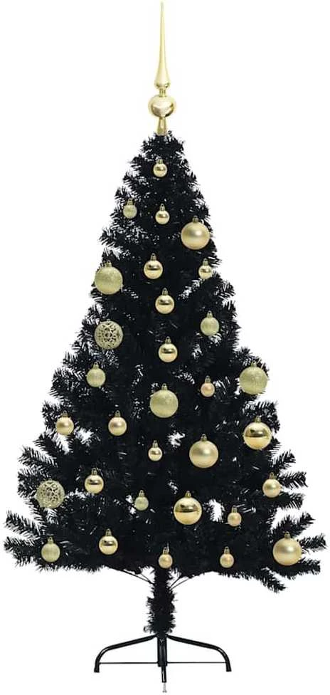 Dirbtinis prieššventinis eglutė su šviesomis Juoda 120 cm PVC