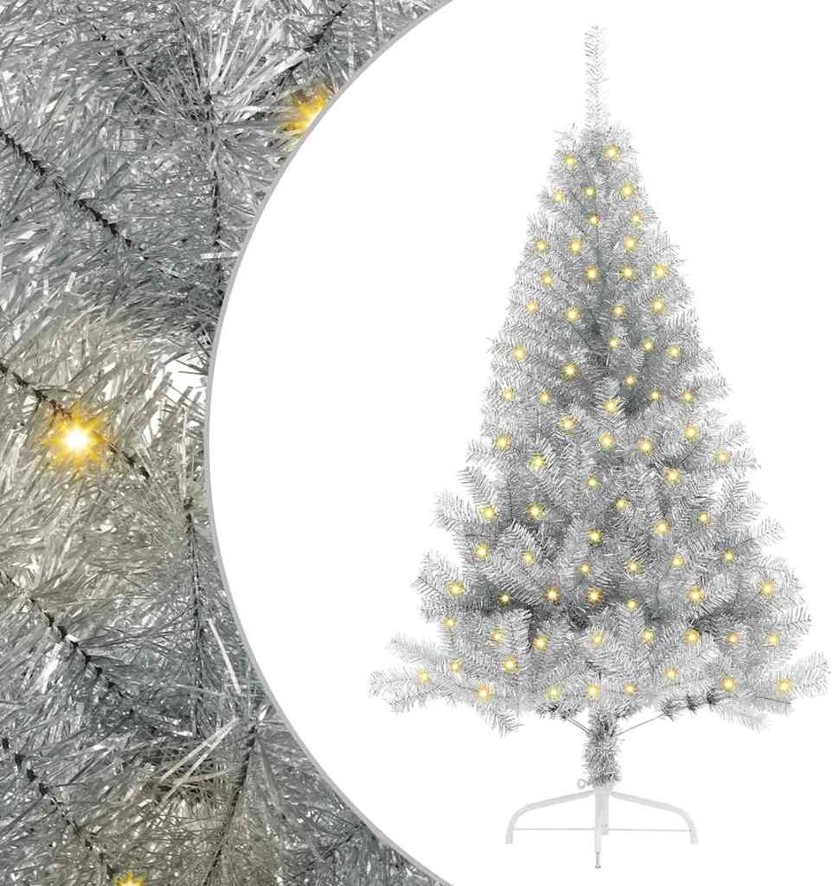 Dirbtinis prieššventinis eglutė su šviesomis Sidabro 120 cm PET