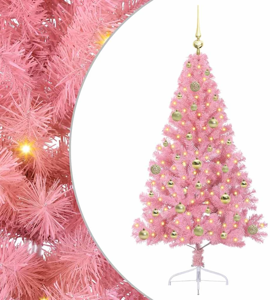 Dirbtinis prieššventinis eglutė su šviesomis Rožinė 150 cm PVC