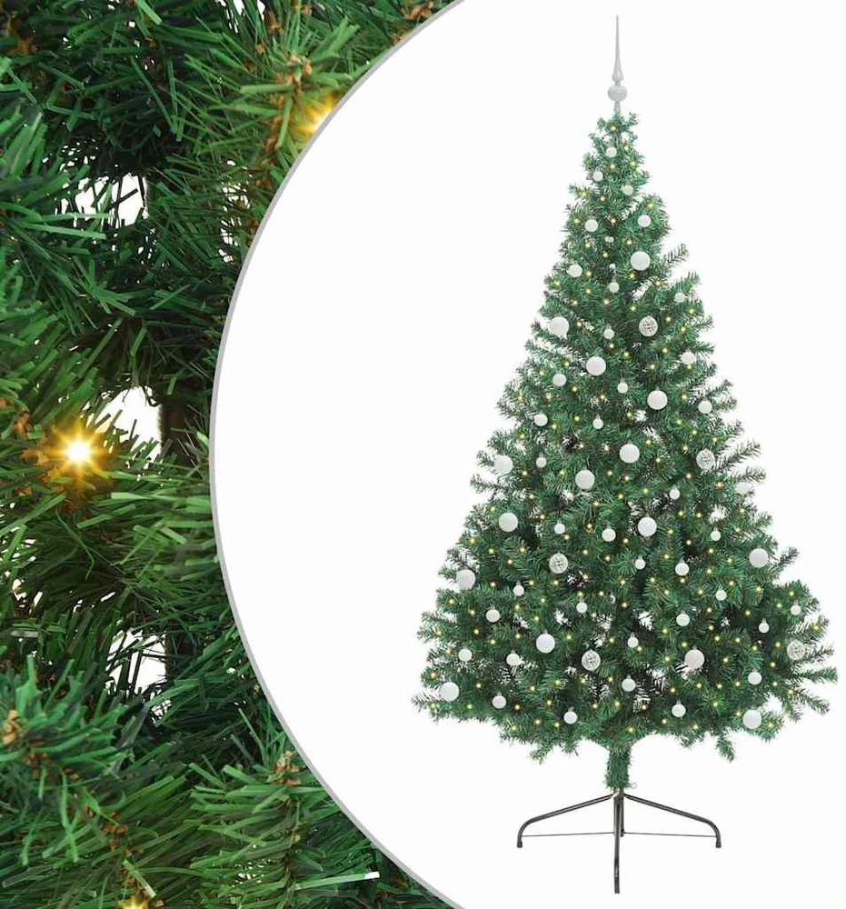 Dirbtinis prieššventinis eglutė su šviesomis Žalia 240 cm PVC