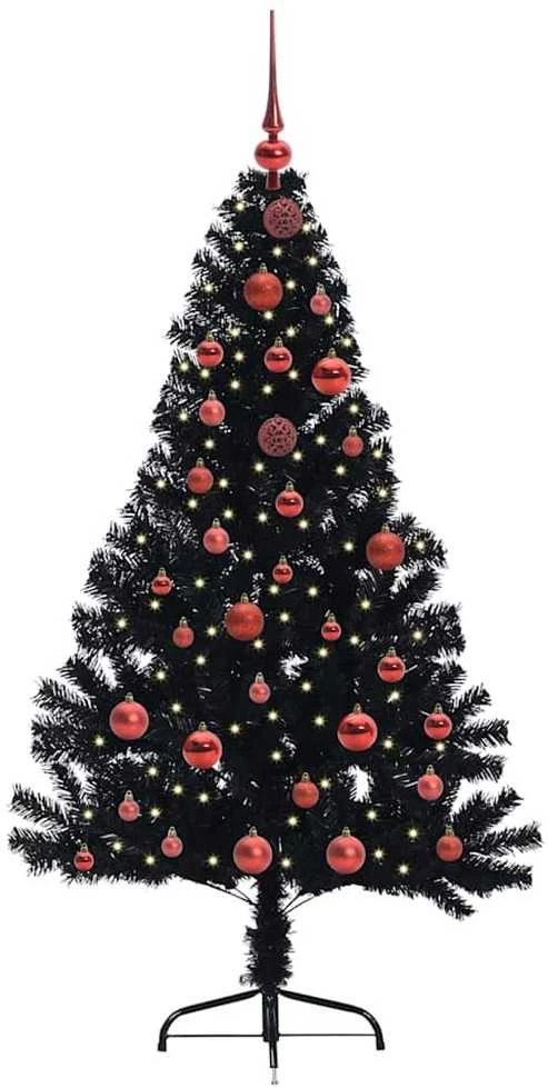 Dirbtinis prieššventinis eglutė su šviesomis Juoda 150 cm PVC