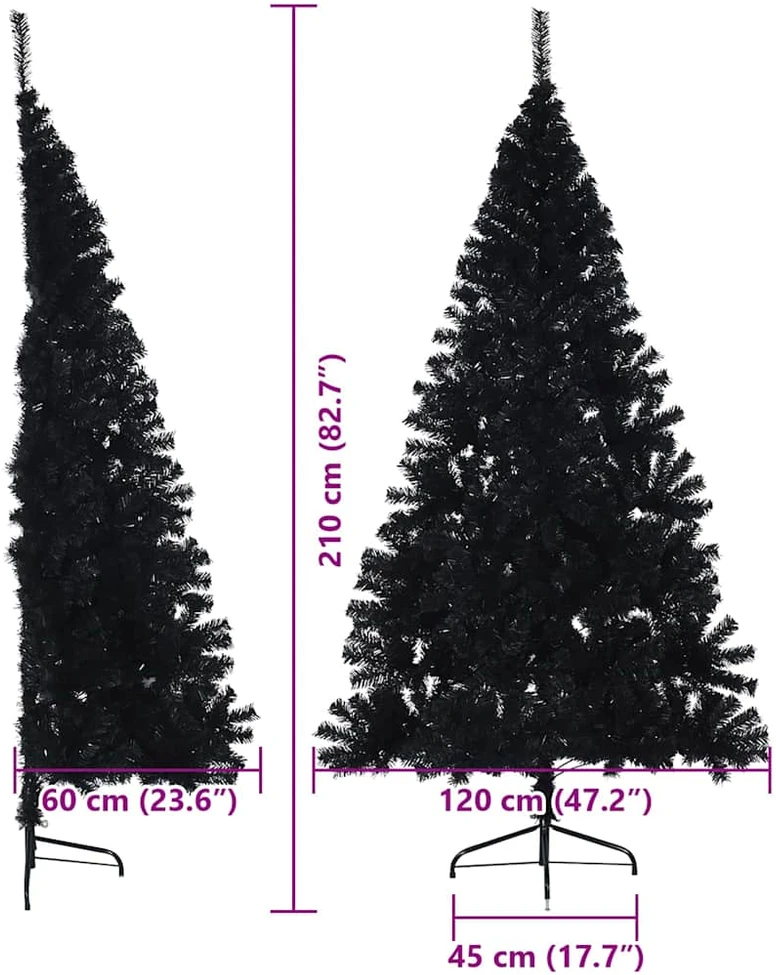 Dirbtinis prieššventinis eglutė su šviesomis Juoda 210 cm PVC