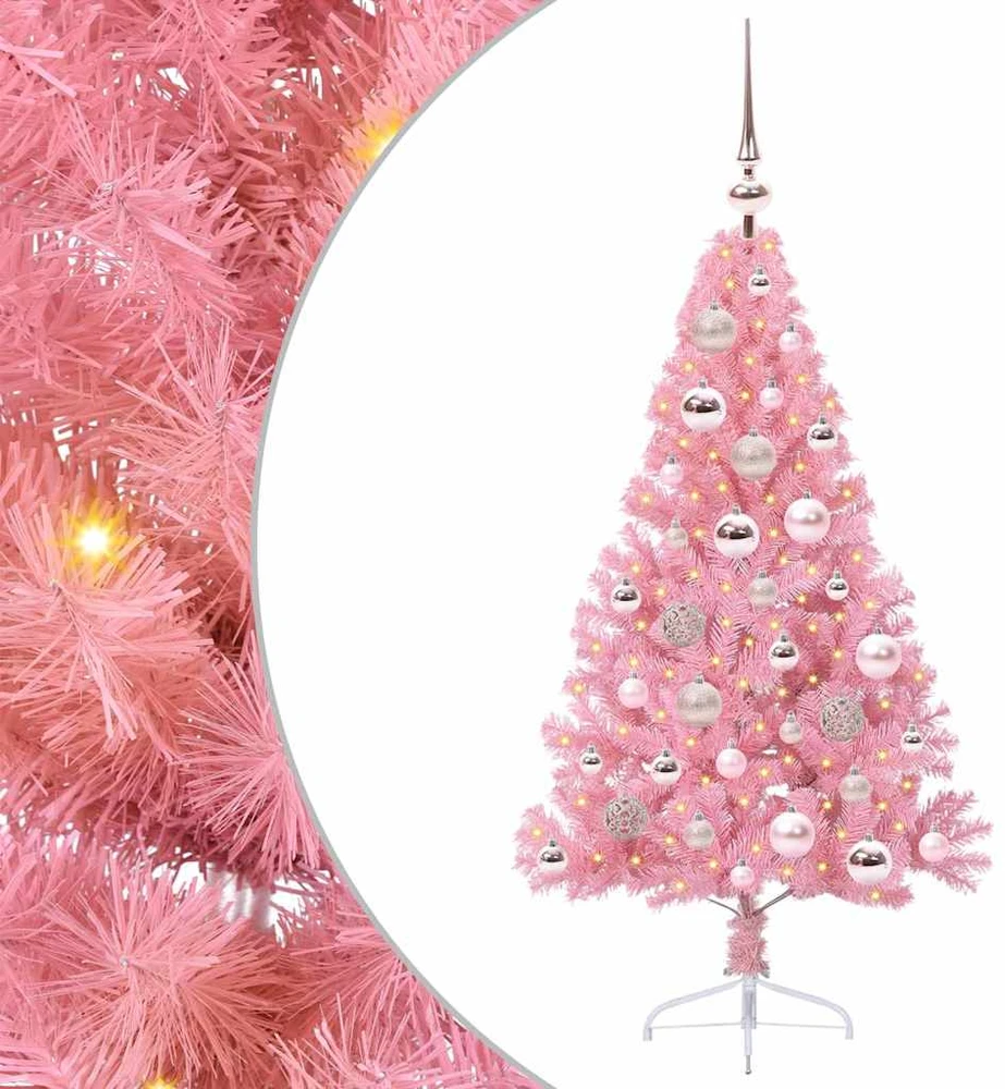 Dirbtinis prieššventinis eglutė su šviesomis Rožinė 120 cm PVC