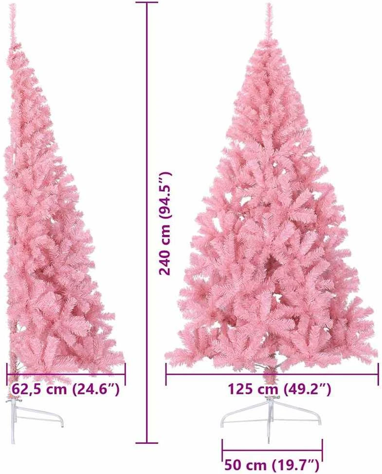 Dirbtinis prieššventinis eglutė su šviesomis Rožinė 240 cm PVC