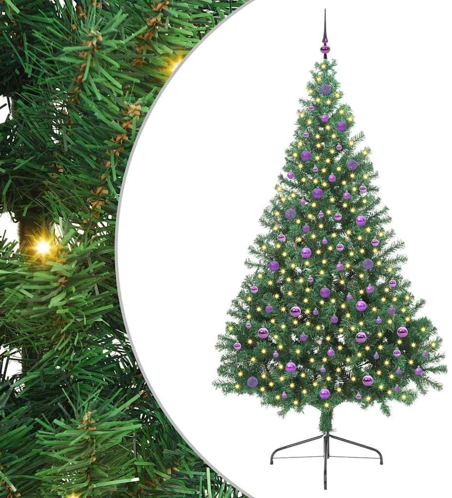 Dirbtinis prieššventinis eglutė su šviesomis Žalia 240 cm PVC