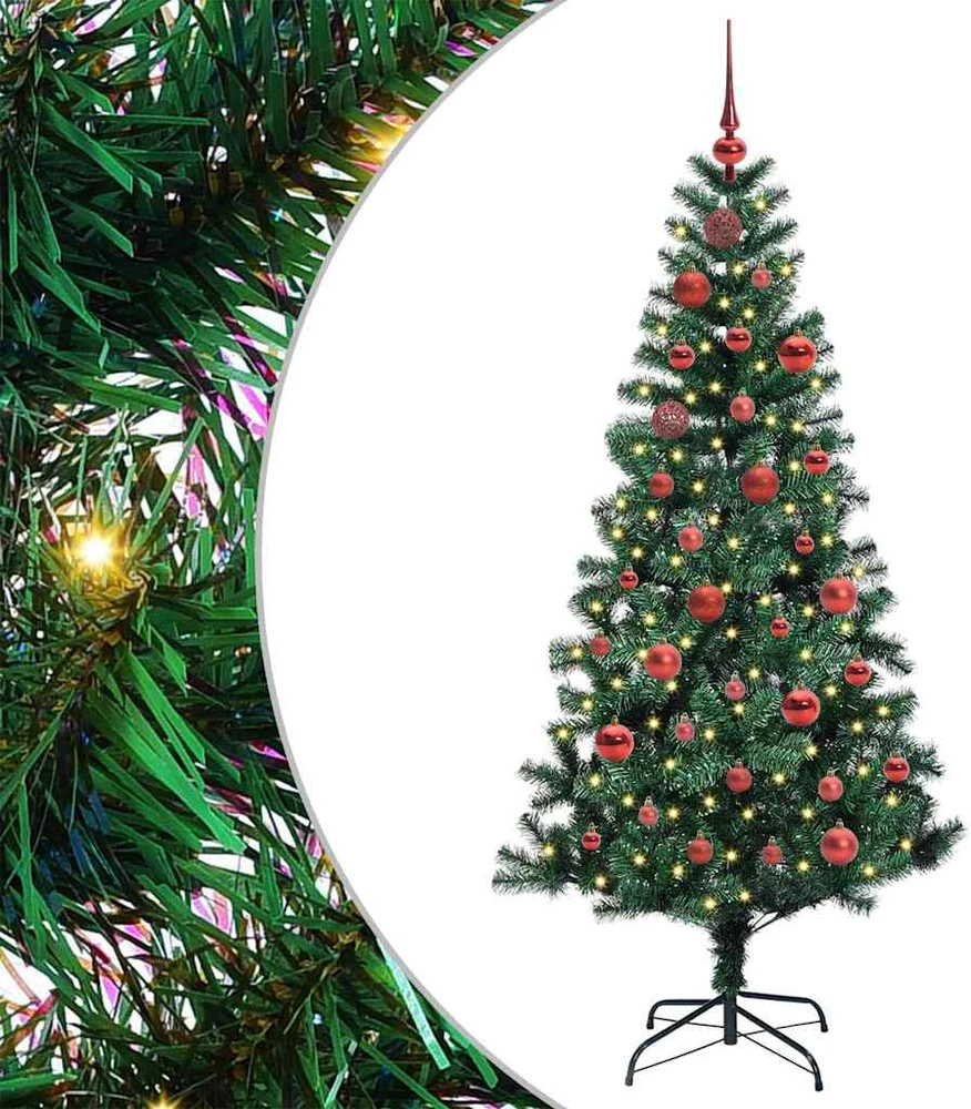 Dirbtinis prieššventinis eglutė su šviesomis Žalia 150 cm