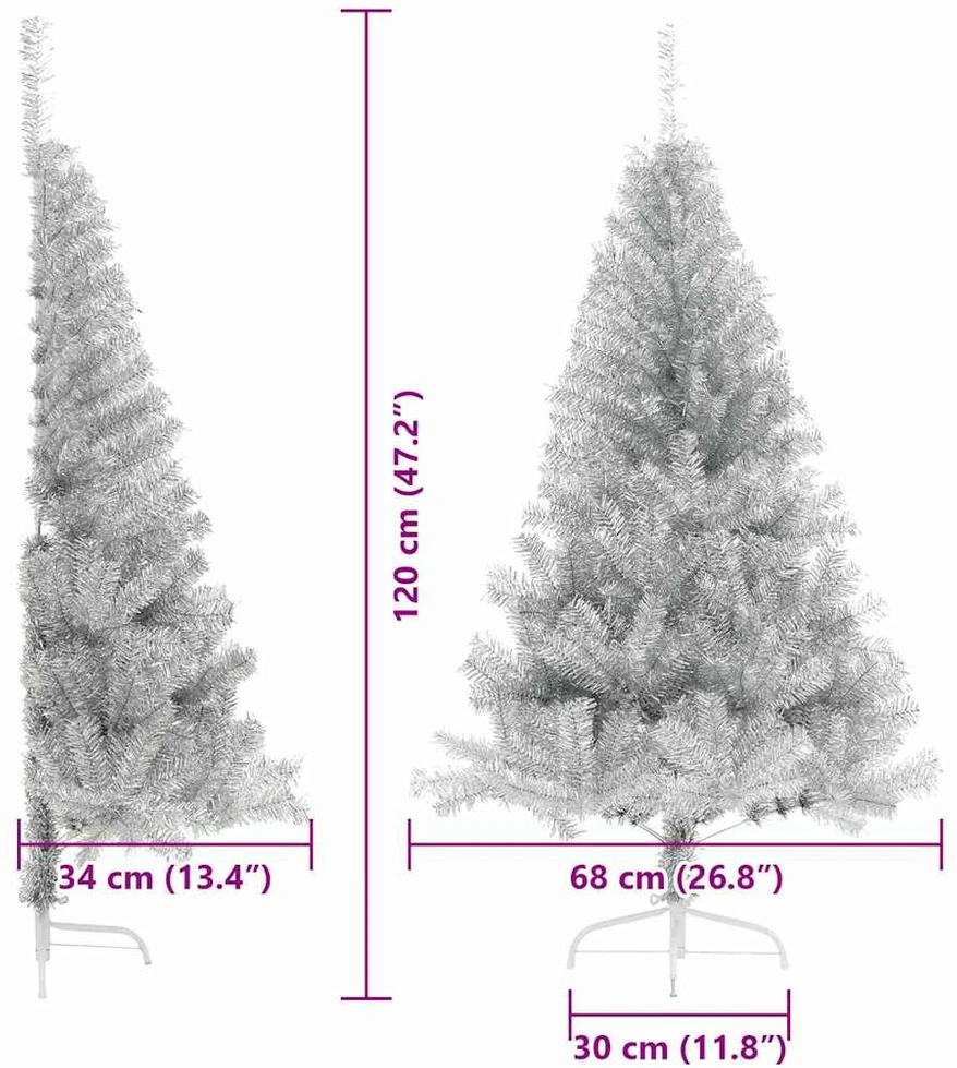 Dirbtinis prieššventinis eglutė su šviesomis Sidabro 120 cm PET