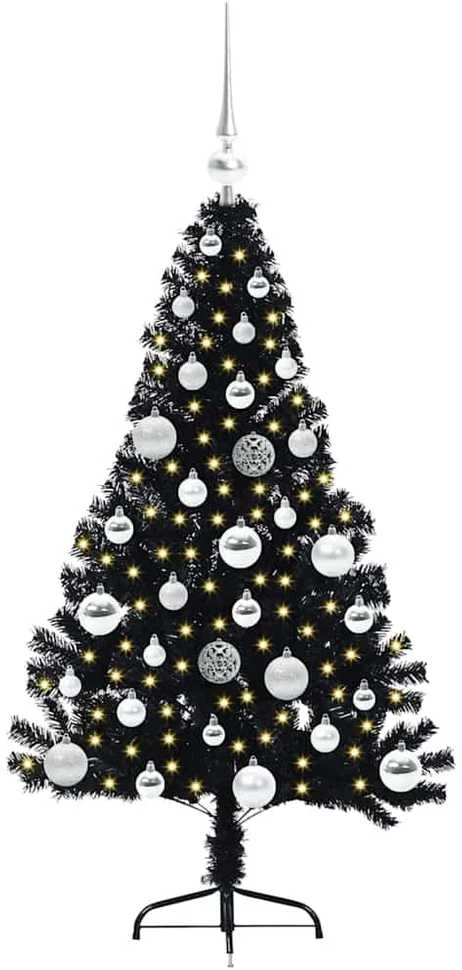 Dirbtinis prieššventinis eglutė su šviesomis Juoda 120 cm PVC
