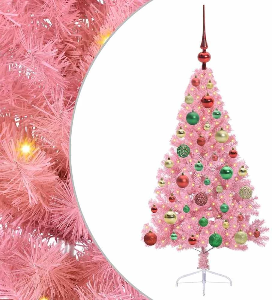 Dirbtinis prieššventinis eglutė su šviesomis Rožinė 120 cm PVC