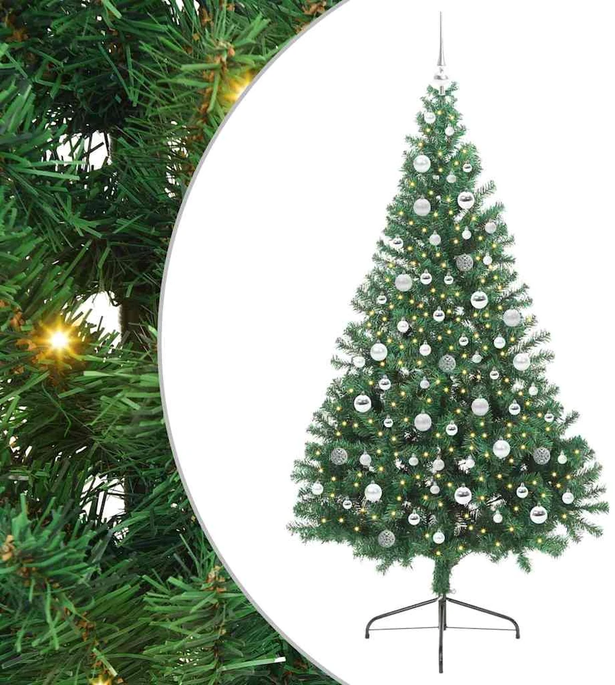 Dirbtinis prieššventinis eglutė su šviesomis Žalia 210 cm PVC