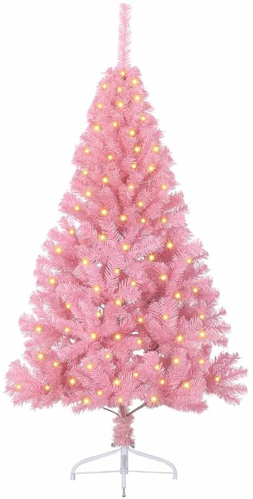 Dirbtinis prieššventinis eglutė su šviesomis Rožinė 120 cm PVC