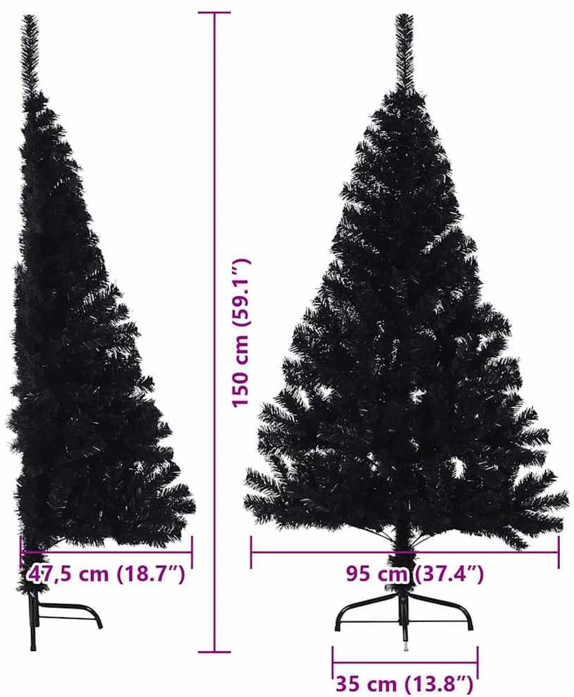 Dirbtinis prieššventinis eglutė su šviesomis Juoda 150 cm PVC