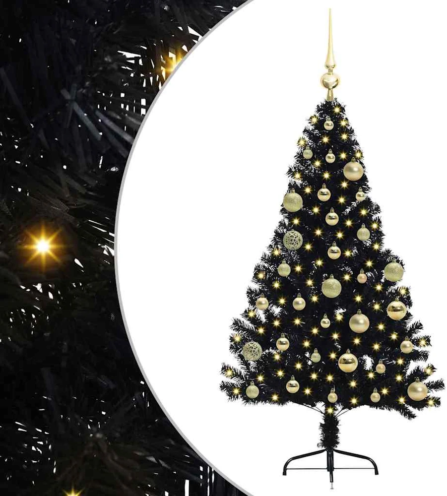 Dirbtinis prieššventinis eglutė su šviesomis Juoda 120 cm PVC