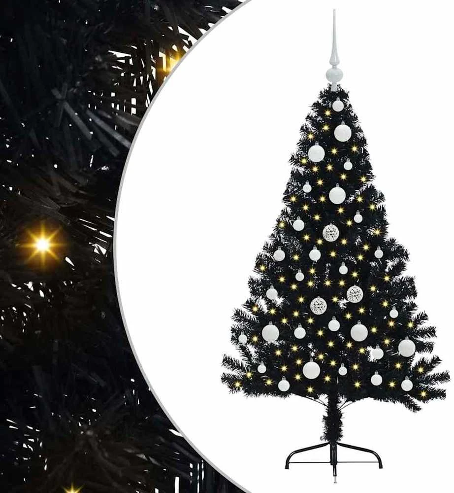 Dirbtinis prieššventinis eglutė su šviesomis Juoda 120 cm PVC