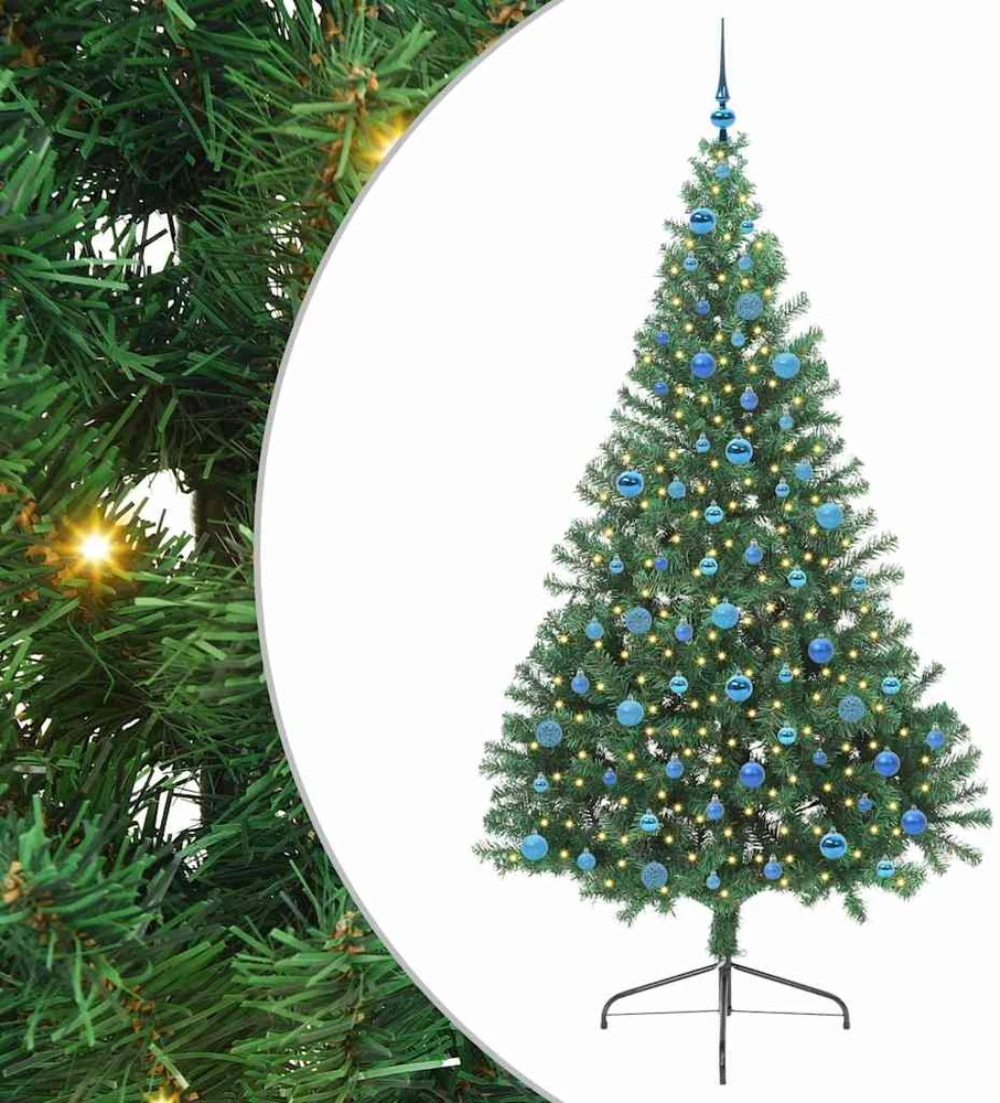 Dirbtinis prieššventinis eglutė su šviesomis Žalia 240 cm PVC
