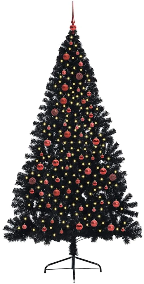 Dirbtinis prieššventinis eglutė su šviesomis Juoda 210 cm PVC